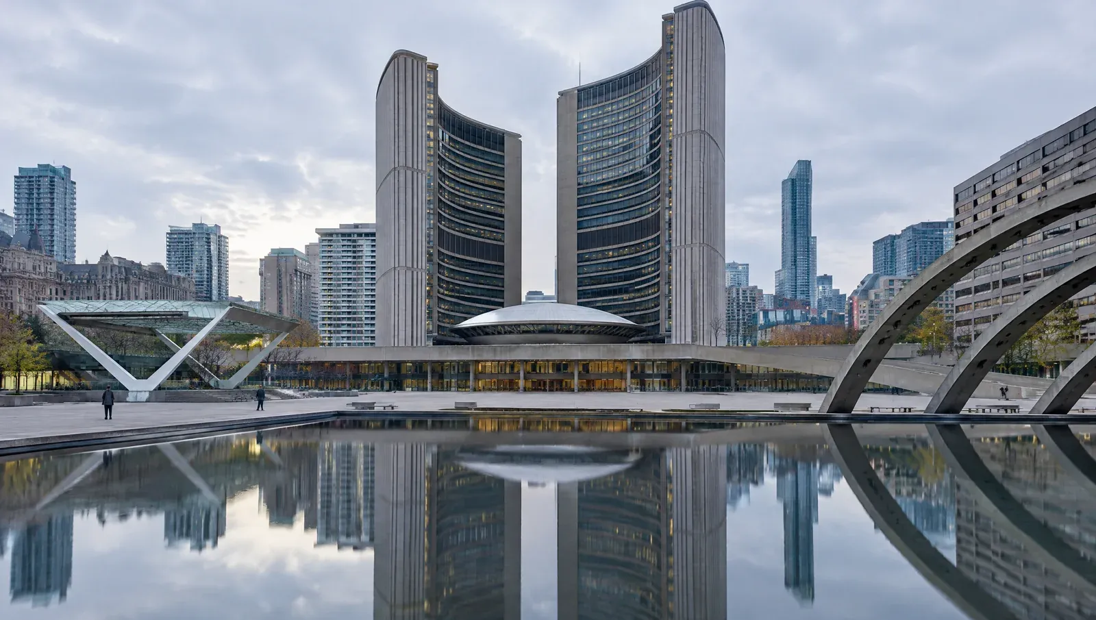 Toronto City Hall and Nathan Phillips Square in early morning light
