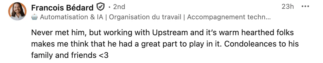 Tribute from Francois Bédard
