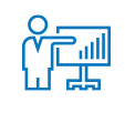 Icon with a character giving a presentation